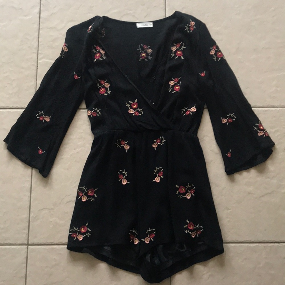 Floral embroidered romper